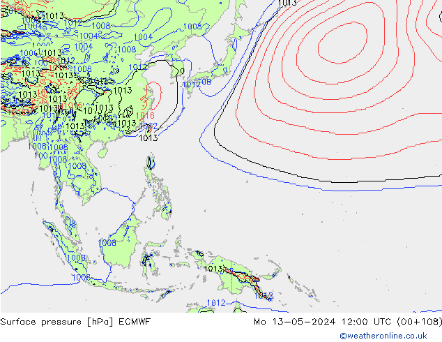 Surface pressure ECMWF Mo 13.05.2024 12 UTC