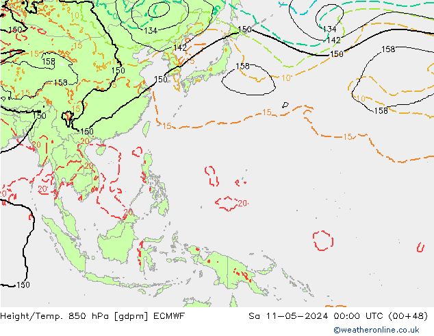 Height/Temp. 850 hPa ECMWF Sáb 11.05.2024 00 UTC
