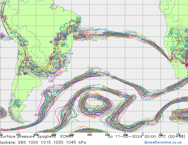 Atmosférický tlak Spaghetti ECMWF So 11.05.2024 00 UTC
