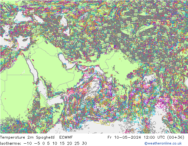 Temperatuurkaart Spaghetti ECMWF vr 10.05.2024 12 UTC