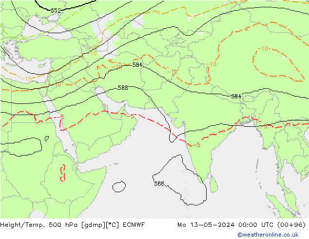 Height/Temp. 500 hPa ECMWF Mo 13.05.2024 00 UTC