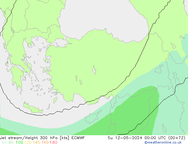 Jet stream/Height 300 hPa ECMWF Su 12.05.2024 00 UTC