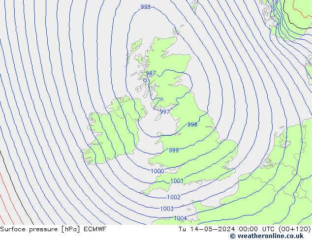 Surface pressure ECMWF Tu 14.05.2024 00 UTC