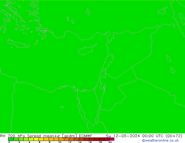 RH 700 hPa Spread ECMWF Su 12.05.2024 00 UTC