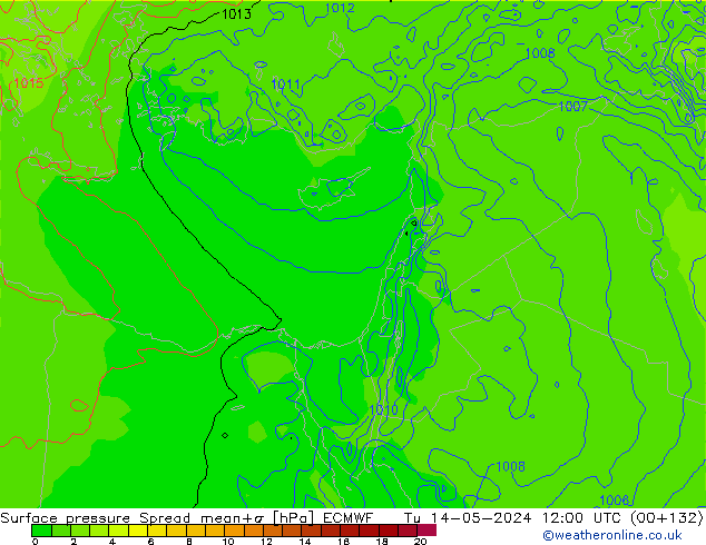 pression de l'air Spread ECMWF mar 14.05.2024 12 UTC