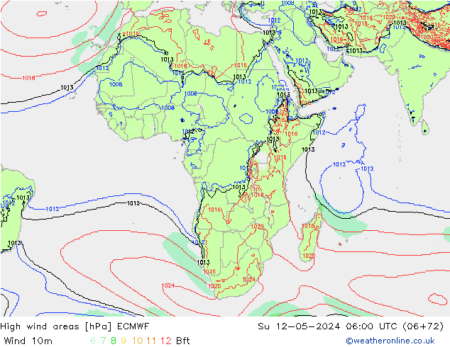 High wind areas ECMWF Su 12.05.2024 06 UTC