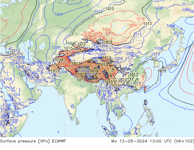 Surface pressure ECMWF Mo 13.05.2024 12 UTC