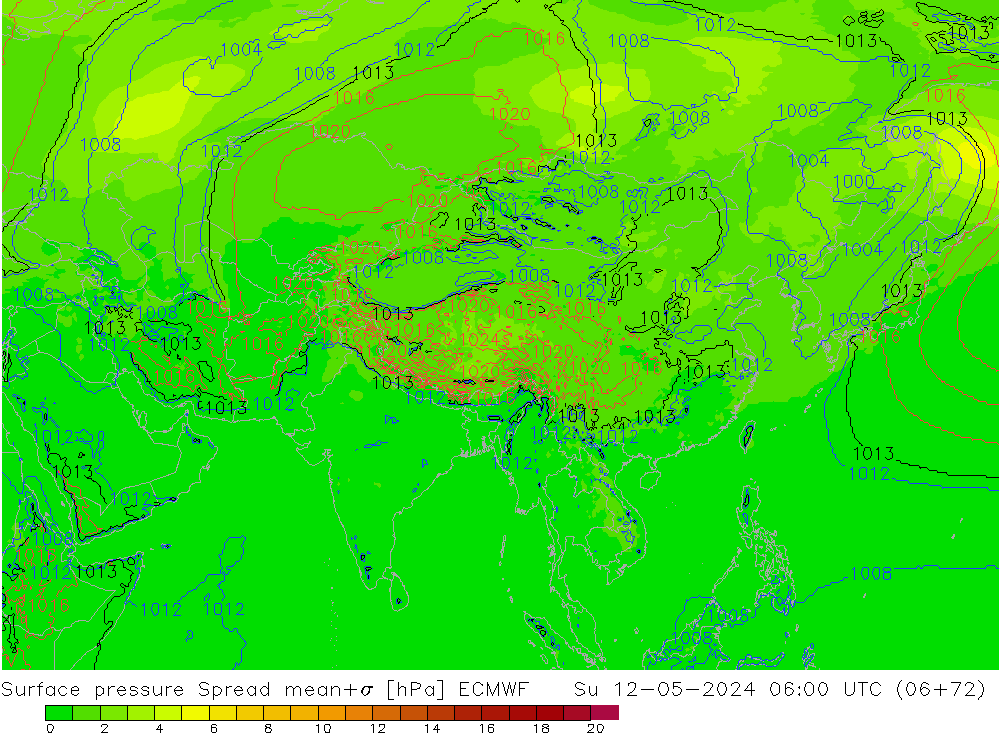 Yer basıncı Spread ECMWF Paz 12.05.2024 06 UTC