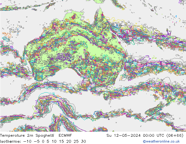 Temperature 2m Spaghetti ECMWF Su 12.05.2024 00 UTC