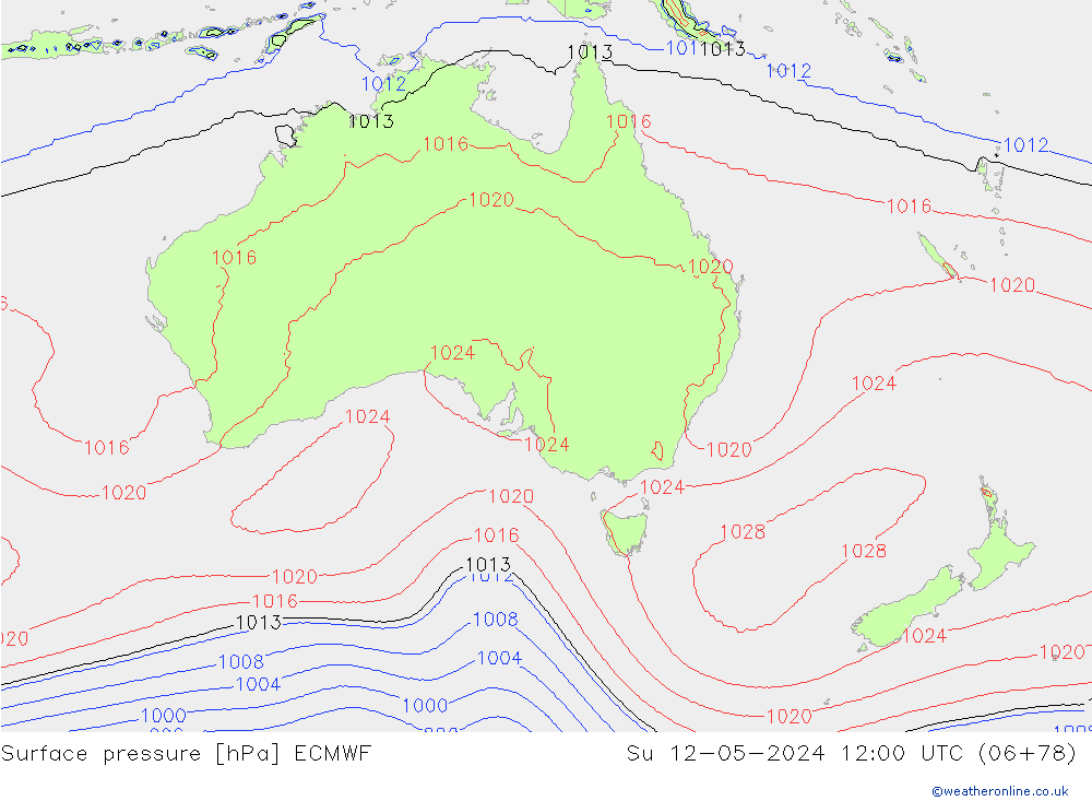 Surface pressure ECMWF Su 12.05.2024 12 UTC