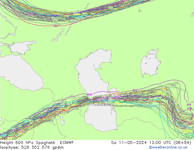 500 hPa Yüksekliği Spaghetti ECMWF Cts 11.05.2024 12 UTC