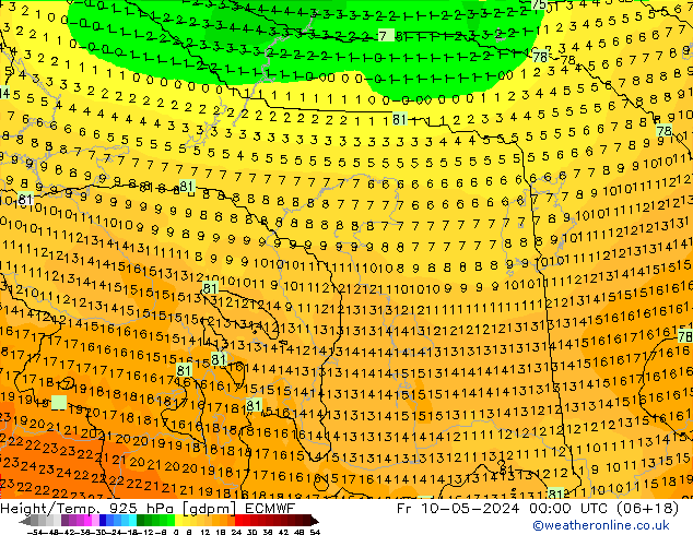 Height/Temp. 925 hPa ECMWF  10.05.2024 00 UTC