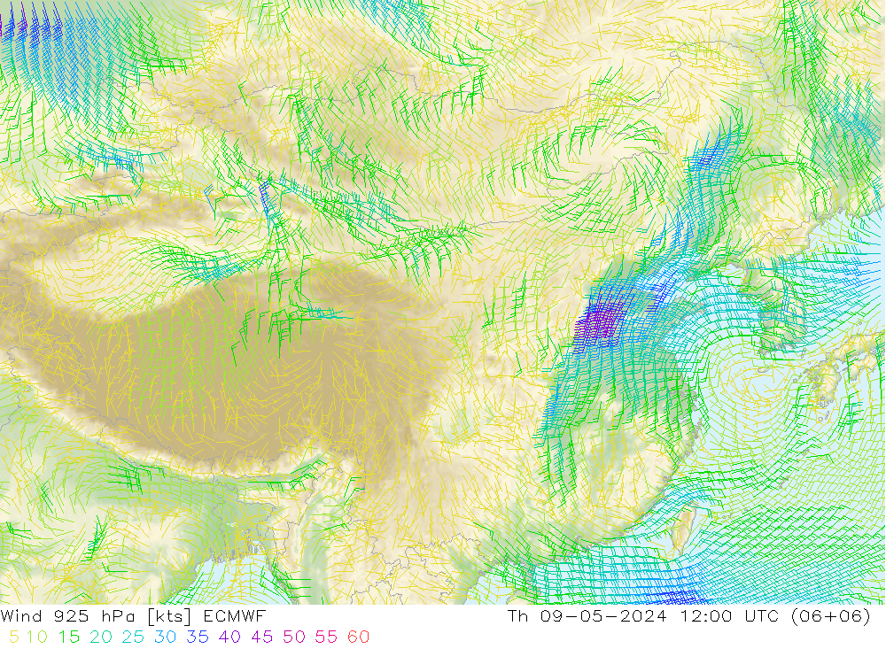 风 925 hPa ECMWF 星期四 09.05.2024 12 UTC