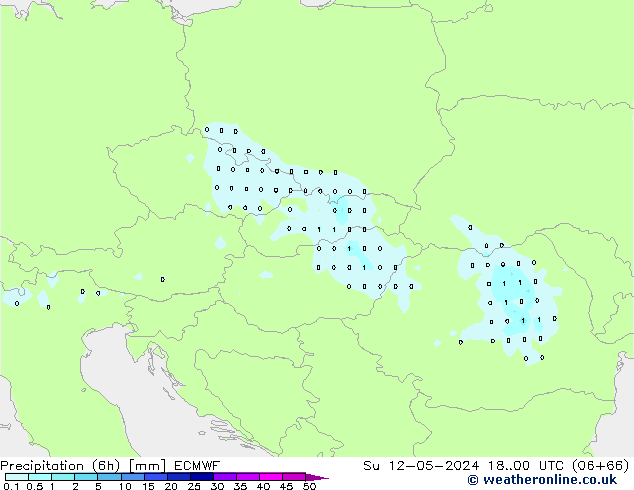 Precipitazione (6h) ECMWF dom 12.05.2024 00 UTC