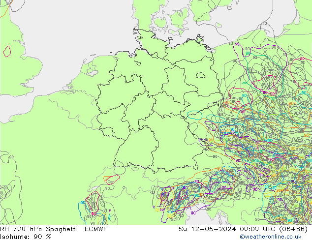 RV 700 hPa Spaghetti ECMWF zo 12.05.2024 00 UTC