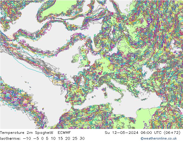 température 2m Spaghetti ECMWF dim 12.05.2024 06 UTC