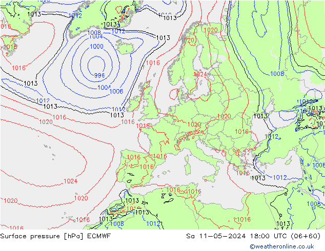 pressão do solo ECMWF Sáb 11.05.2024 18 UTC