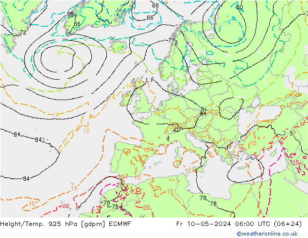 Height/Temp. 925 hPa ECMWF 星期五 10.05.2024 06 UTC
