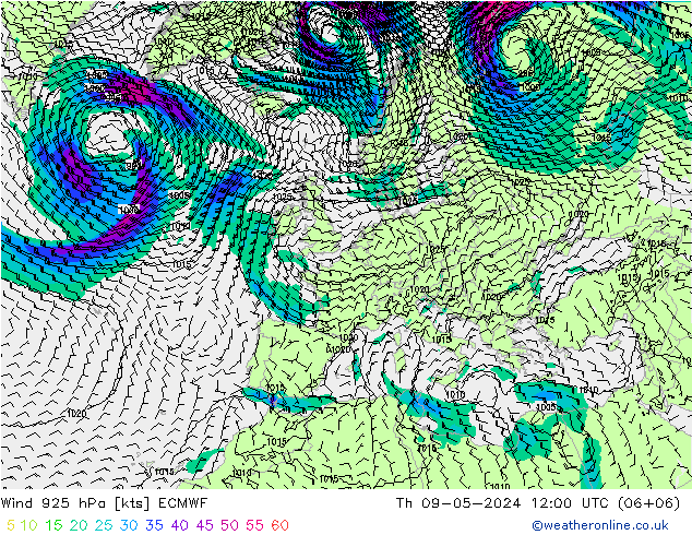 Wind 925 hPa ECMWF do 09.05.2024 12 UTC