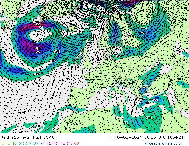 风 925 hPa ECMWF 星期五 10.05.2024 06 UTC
