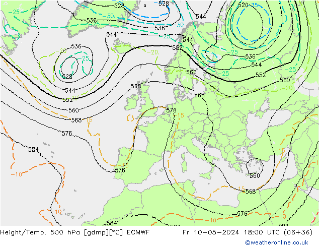 Yükseklik/Sıc. 500 hPa ECMWF Cu 10.05.2024 18 UTC