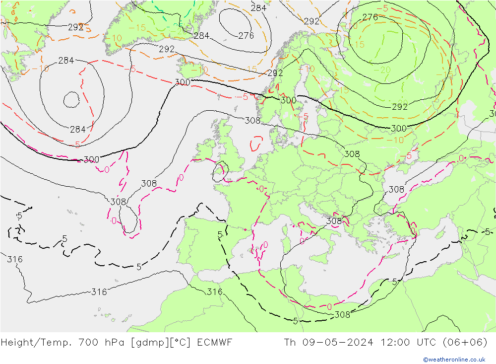 Géop./Temp. 700 hPa ECMWF jeu 09.05.2024 12 UTC