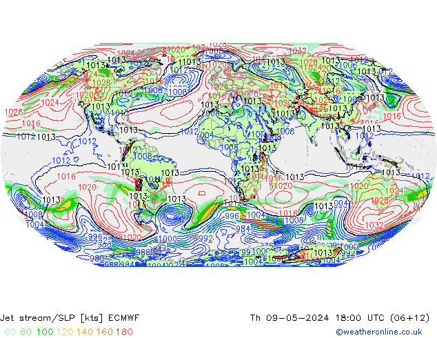 Corriente en chorro ECMWF jue 09.05.2024 18 UTC