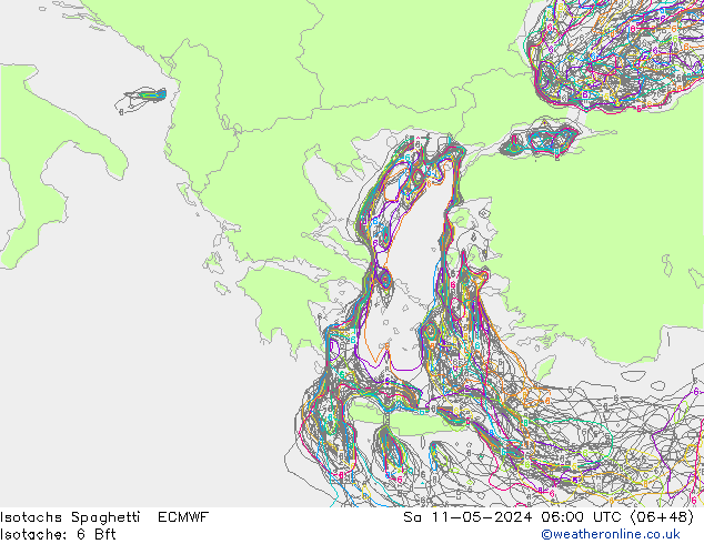 Isotachen Spaghetti ECMWF Sa 11.05.2024 06 UTC