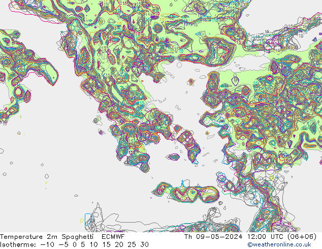 Temperature 2m Spaghetti ECMWF Th 09.05.2024 12 UTC