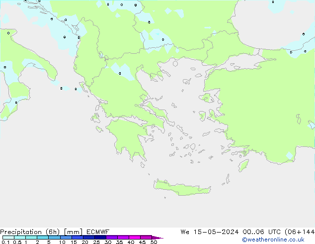Precipitation (6h) ECMWF St 15.05.2024 06 UTC