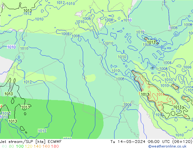 Jet stream/SLP ECMWF Tu 14.05.2024 06 UTC