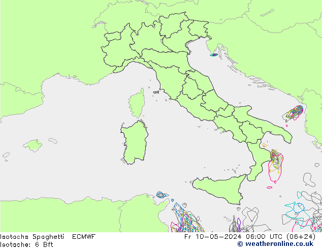 Isotachen Spaghetti ECMWF vr 10.05.2024 06 UTC