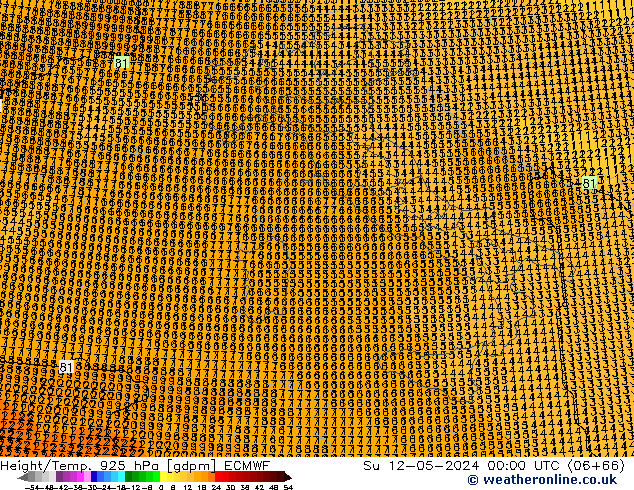 Hoogte/Temp. 925 hPa ECMWF zo 12.05.2024 00 UTC