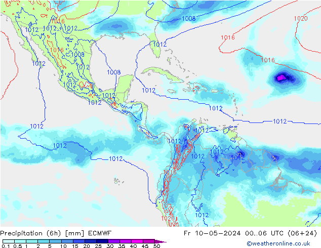 Precipitazione (6h) ECMWF ven 10.05.2024 06 UTC