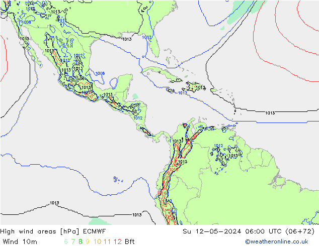yüksek rüzgarlı alanlar ECMWF Paz 12.05.2024 06 UTC