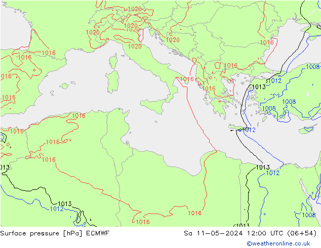 приземное давление ECMWF сб 11.05.2024 12 UTC