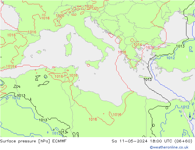 Pressione al suolo ECMWF sab 11.05.2024 18 UTC