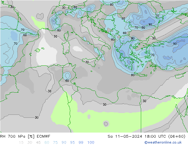 RV 700 hPa ECMWF za 11.05.2024 18 UTC