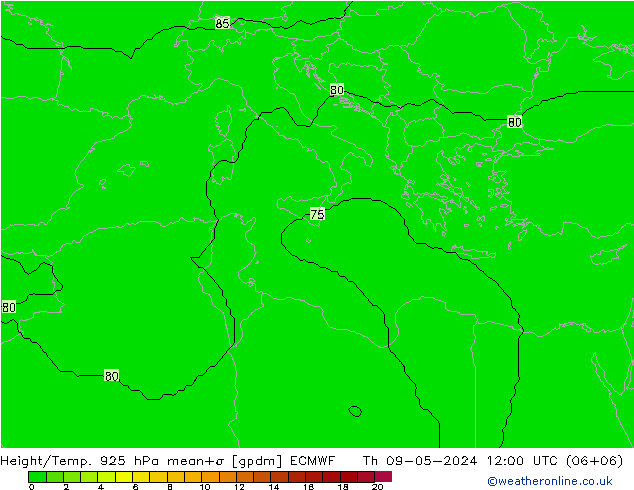 Height/Temp. 925 hPa ECMWF Th 09.05.2024 12 UTC