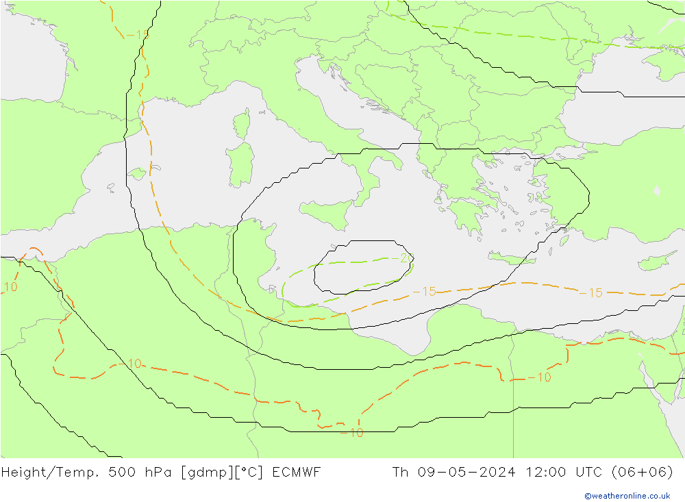 Height/Temp. 500 hPa ECMWF Th 09.05.2024 12 UTC