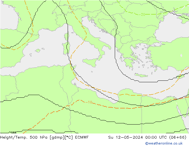 Height/Temp. 500 гПа ECMWF Вс 12.05.2024 00 UTC