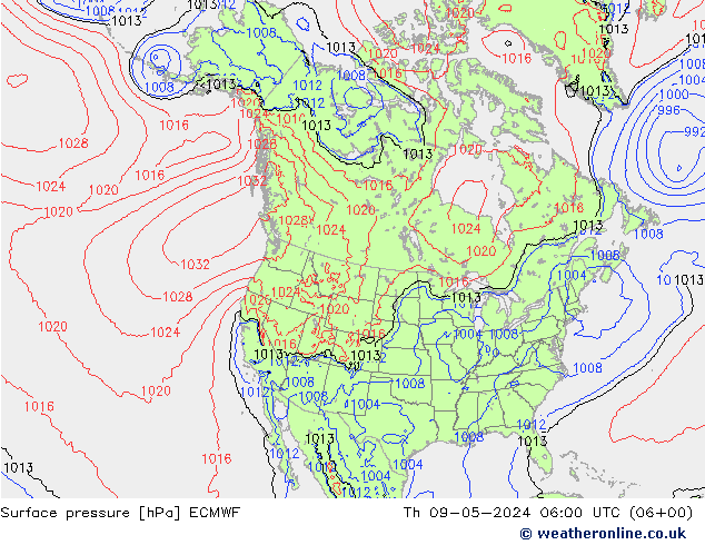 地面气压 ECMWF 星期四 09.05.2024 06 UTC