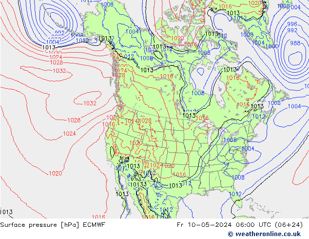 ciśnienie ECMWF pt. 10.05.2024 06 UTC