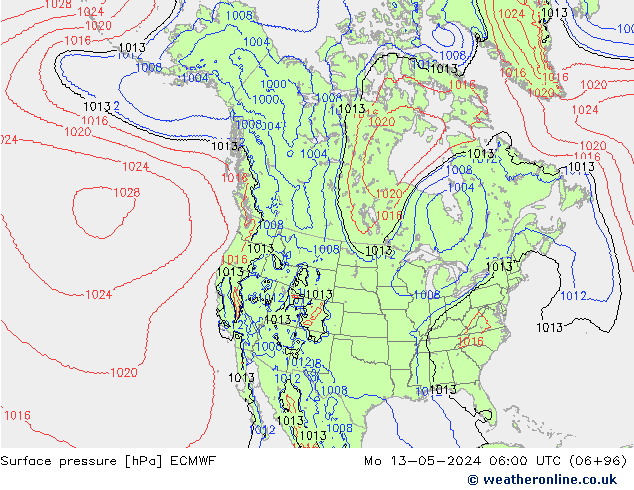 ciśnienie ECMWF pon. 13.05.2024 06 UTC