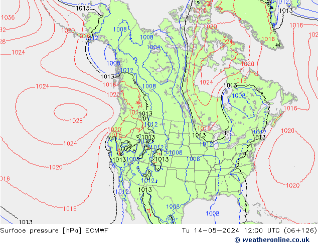 ciśnienie ECMWF wto. 14.05.2024 12 UTC