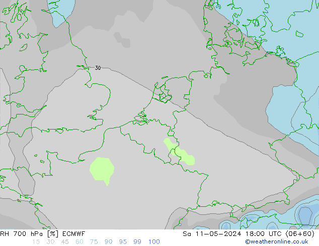 RH 700 hPa ECMWF Sa 11.05.2024 18 UTC