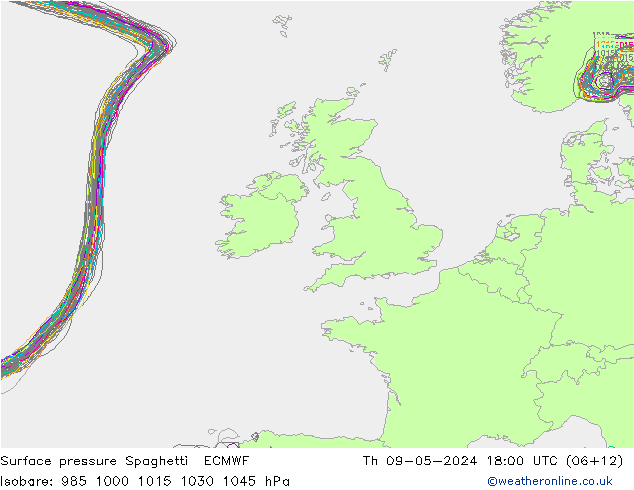 ciśnienie Spaghetti ECMWF czw. 09.05.2024 18 UTC