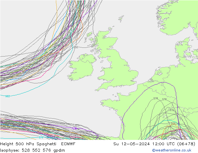 Géop. 500 hPa Spaghetti ECMWF dim 12.05.2024 12 UTC