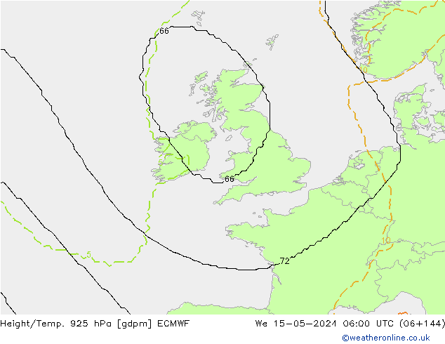 Hoogte/Temp. 925 hPa ECMWF wo 15.05.2024 06 UTC