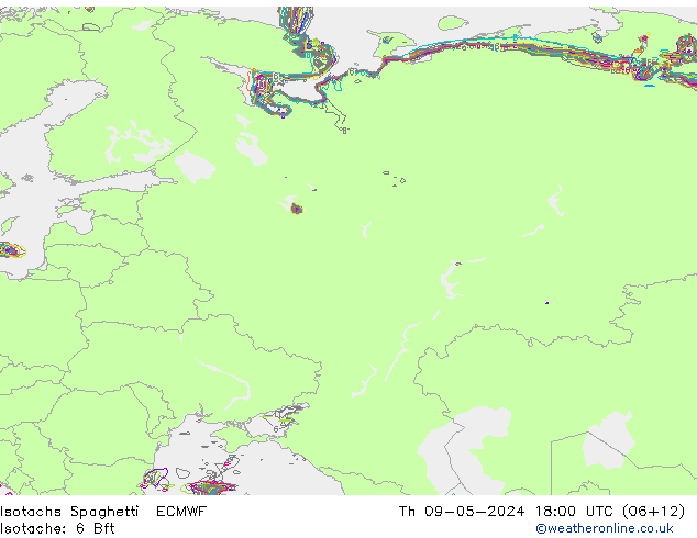 Isotachs Spaghetti ECMWF jeu 09.05.2024 18 UTC